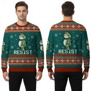 Resist Frog Ugly Christmas Sweater