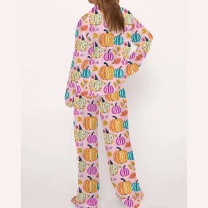 Fall Pumpkin Silky Satin Pajama Set 3 Fall Pumpkin Silky Satin Pajama Set3