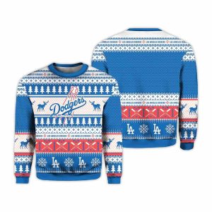 2025 Christmas Dodgers Baseball Personalized Ugly Sweater 1