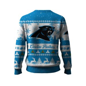 2025 Panthers Reindeer Christmas Tree Pattern Ugly Sweater1