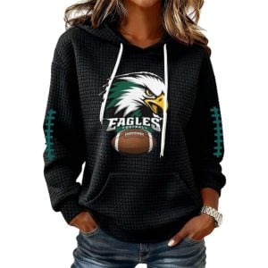 Eagles Football Print Waffle Fabric Hooded Sweatshirt 1 Eagles Football Print Waffle Fabric Hooded Sweatshirt1