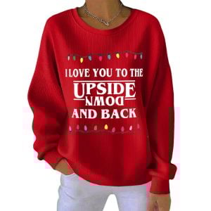 I Love You To The Upside Down And Back Christmas Pit Striped Sweatshirt