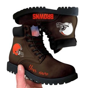 Personalized Browns Football Leather Boots1
