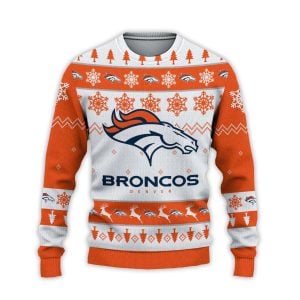 2025 Broncos Football Reindeer Christmas Ugly Sweater1