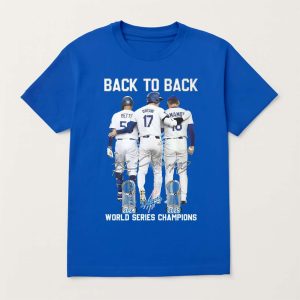 Mookie Betts Shohei Ohtani Yoshinobu Yamamoto Back To Back World Series Champions Shirt 1
