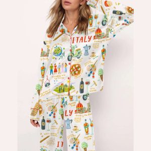 Italian Vacation Silky Satin Pajama Set2