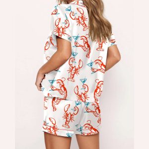 Martini Lobster Silky Satin Pajama Set1