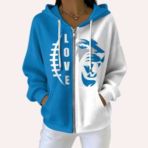 Detroit Football Love Pit Striped Zip Hoodie