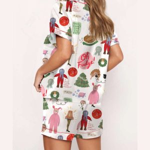 Christmas Story Silky Satin Pajama Set1