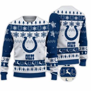 2025 Colts Football Reindeer Christmas Ugly Sweater