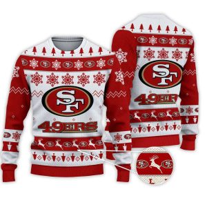 2025 49ers Football Reindeer Christmas Ugly Sweater