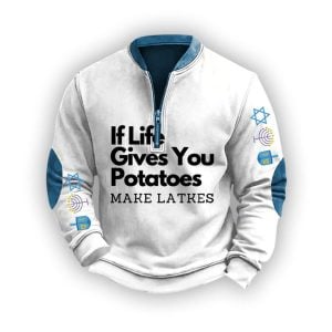 Mens If Life Gives You Potatoes Make Latkes Hanukkah Casual Pullover2