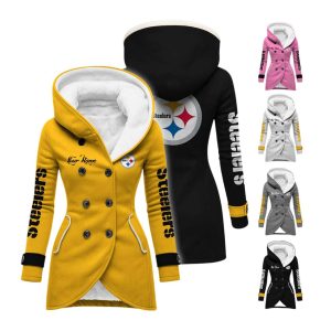 Personalized Steelers Long Hooded Fleece Jacket