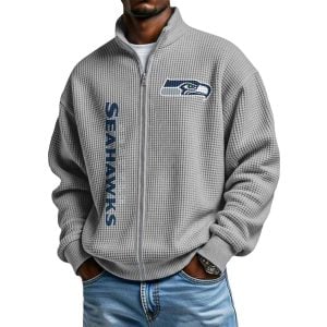 Seahawks Football Waffle Zip Up Sweatshirt4