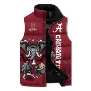 Alabama CFP I Bleed Crimson And White Puffer Jacket1