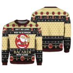 2025 Ain't No Laws When You Drink Bacardi With Claus Christmas Ugly Sweater