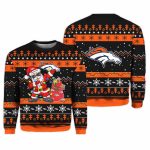 2025 Broncos Santa Claus Ugly Christmas Sweater