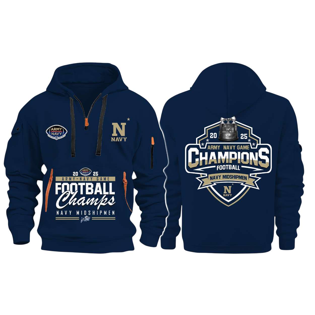 2025 Navy Midshipmen Commander in Chiefs Trophy Champions Quarter Zip Hoodie 2025 Navy Midshipmen Commander-in-Chief's Trophy Champions Quarter Zip Hoodie