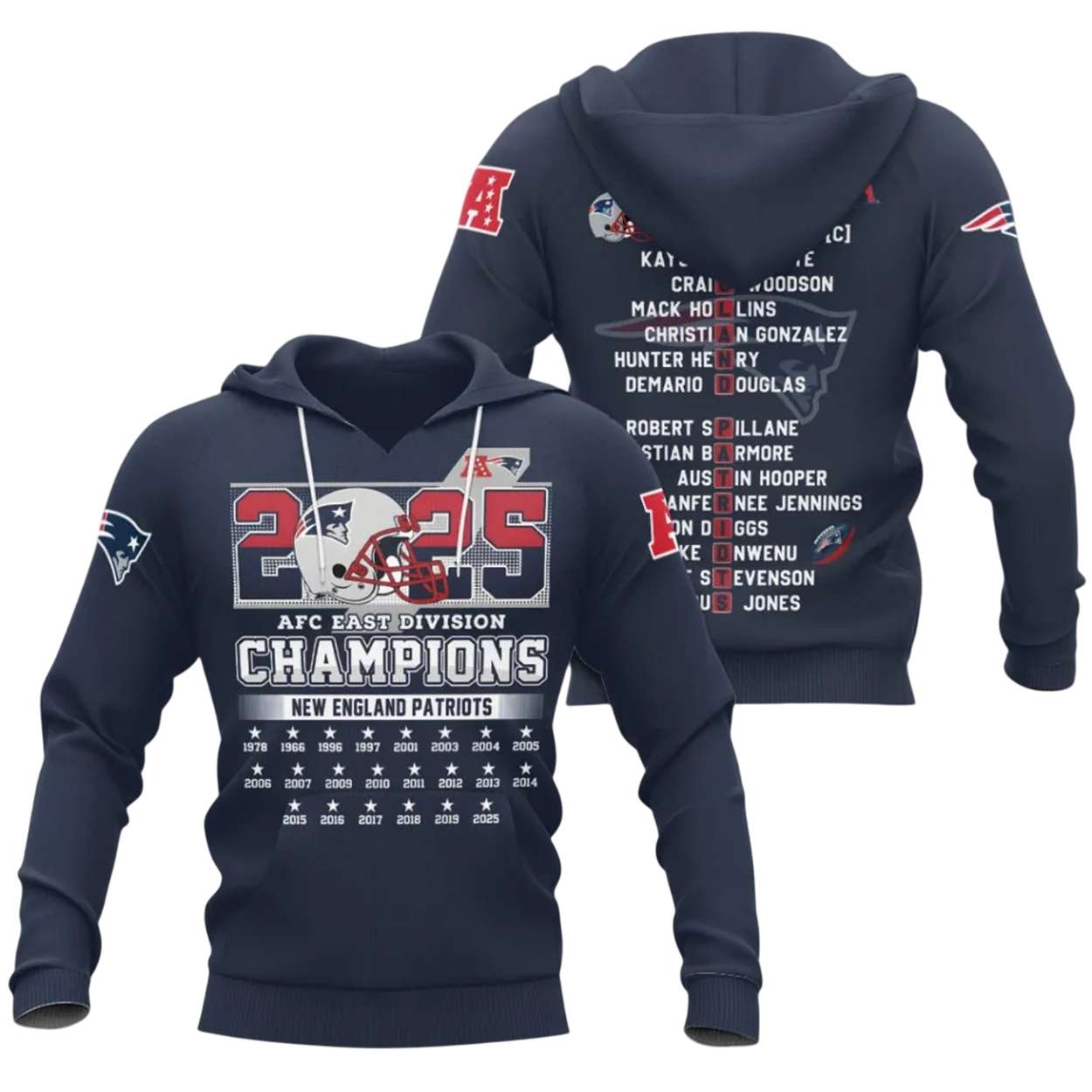 2025 Patriots AFC East Champions 3D Shirt 2025 Patriots AFC East Champions 3D Shirt