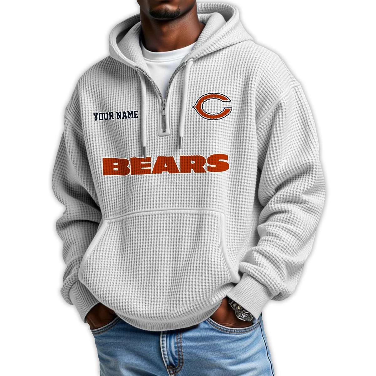 2025 Personalized Bears Quarter Zip Waffle Hoodie 2025 Personalized Bears Quarter Zip Waffle Hoodie