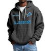 2025 Personalized Lions Quarter Zip Waffle Hoodie