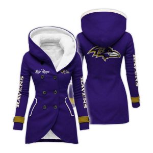 Personalized Ravens Long Hooded Fleece Jacket4