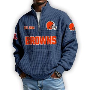 Browns Est 1944 Waffle Stand Collar Half Zip Sweatshirt3