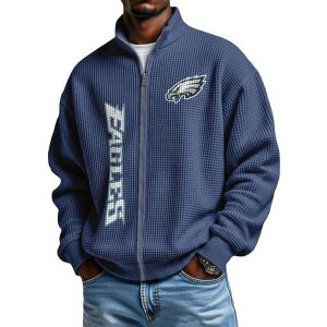 Eagles Football Waffle Zip Up Sweatshirt3
