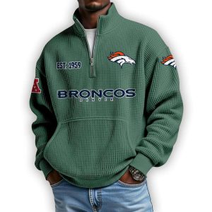 Broncos Est 1959 Waffle Stand Collar Half Zip Sweatshirt2