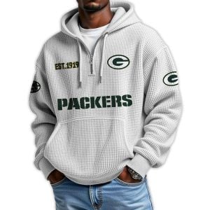 Packers Est 1919 Quarter Zip Waffle Hoodie4