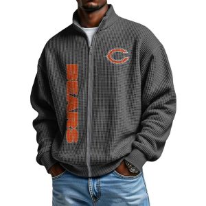 Bears Football Waffle Zip Up Sweatshirt