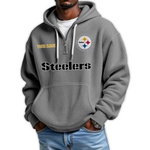 2025 Personalized Steelers Quarter Zip Waffle Hoodie3
