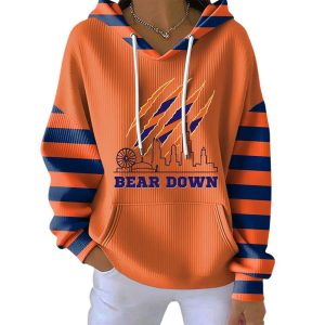 Bear Down Football Skyline Pit Striped Hoodie1