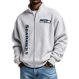 Seahawks Football Waffle Zip Up Sweatshirt1