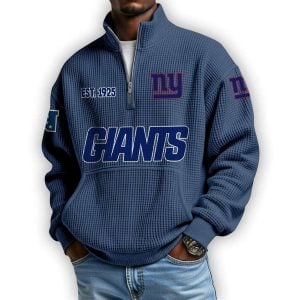 Giants Est 1925 Waffle Stand Collar Half Zip Sweatshirt