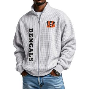 Bengals Football Waffle Zip Up Sweatshirt1