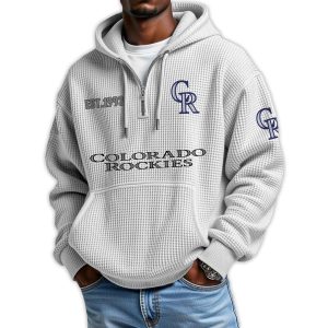 Rockies Est 1993 Quarter Zip Waffle Hoodie4