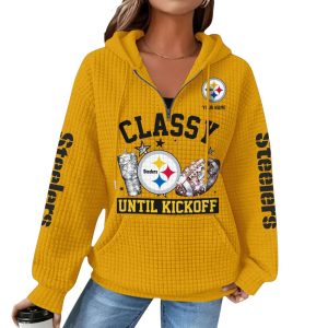 Personalized Steelers Classy Until Kickoff Waffle Quarter Zip Hoodie 3 Personalized Steelers Classy Until Kickoff Waffle Quarter Zip Hoodie3