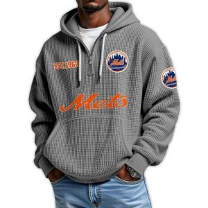Mets Est 1962 Quarter Zip Waffle Hoodie 3 Mets Est 1962 Quarter Zip Waffle Hoodie3