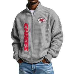 Chiefs Football Waffle Zip Up Sweatshirt4