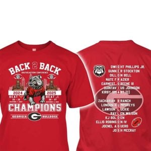 2025 Bulldogs Back 2 Back SEC Champions Two Sided Shirt
