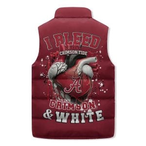 Alabama CFP I Bleed Crimson And White Puffer Jacket2