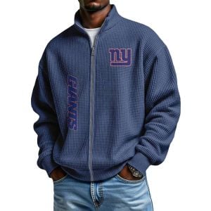 Giants Football Waffle Zip Up Sweatshirt3