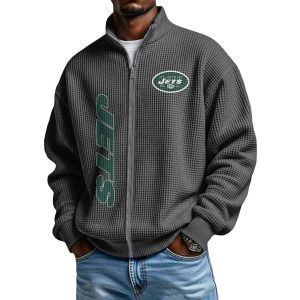 Jets Football Waffle Zip Up Sweatshirt