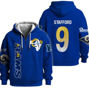 Matthew Stafford 9 Rams Quarter Zip Waffle Hoodie