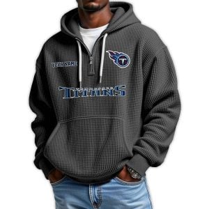 2025 Personalized Titans Quarter Zip Waffle Hoodie