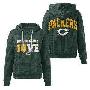 Packers All You Need Is LOVE 10 Signature Waffle Hoodie1