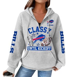 Personalized Bills Classy Until Kickoff Waffle Quarter Zip Hoodie1