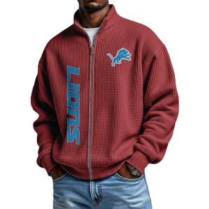 Lions Football Waffle Zip Up Sweatshirt2