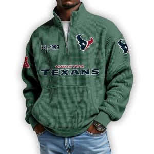 Texans Est 1999 Waffle Stand Collar Half Zip Sweatshirt 2 Texans Est 1999 Waffle Stand Collar Half Zip Sweatshirt2